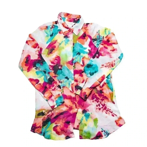Allison Taylor Women's Floral Button-Down Blouse Size S Multicolor - Picture 1 of 6